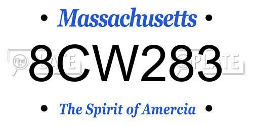 8CW283 Massachusetts License Plate