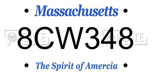 8CW348 Massachusetts License Plate