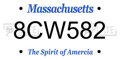 8CW582 Massachusetts License Plate