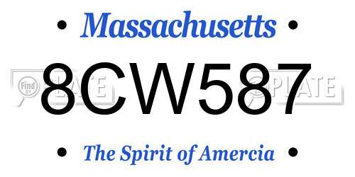 8CW587 Massachusetts License Plate