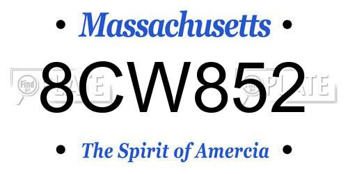 8CW852 Massachusetts License Plate