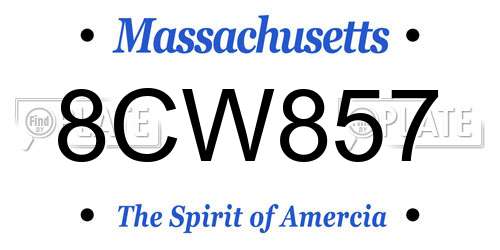 8CW857 Massachusetts License Plate