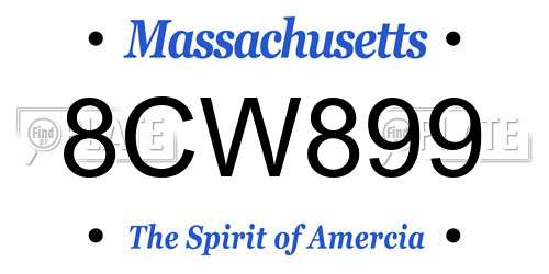 8CW899 Massachusetts License Plate