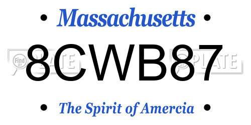8CWB87 Massachusetts License Plate
