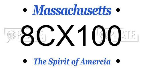 8CX100 Massachusetts License Plate