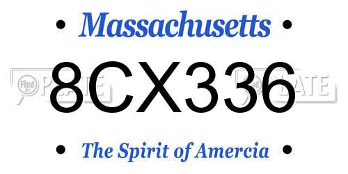 8CX336 Massachusetts License Plate