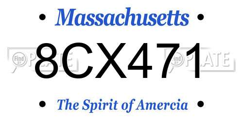 8CX471 Massachusetts License Plate