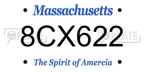8CX622 Massachusetts License Plate