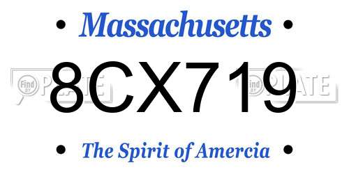8CX719 Massachusetts License Plate