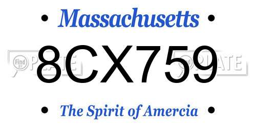 8CX759 Massachusetts License Plate