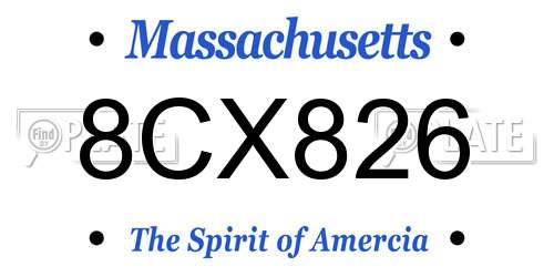 8CX826 Massachusetts License Plate