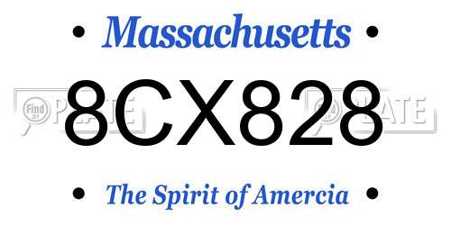 8CX828 Massachusetts License Plate