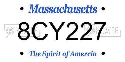 8CY227 Massachusetts License Plate