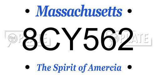 8CY562 Massachusetts License Plate