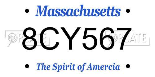 8CY567 Massachusetts License Plate