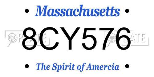 8CY576 Massachusetts License Plate