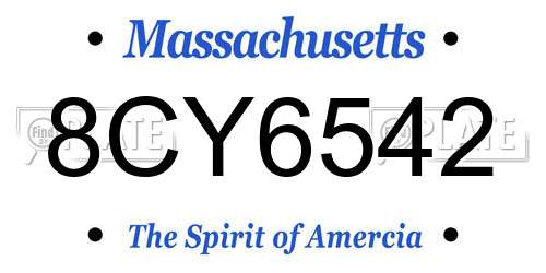 8CY6542 Massachusetts License Plate