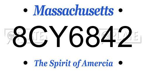 8CY6842 Massachusetts License Plate