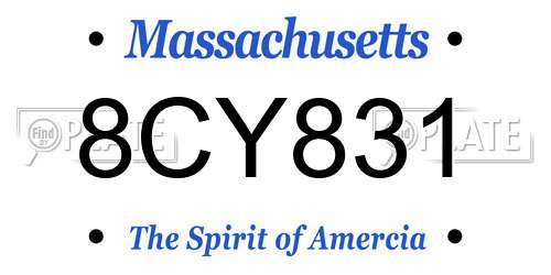 8CY831 Massachusetts License Plate