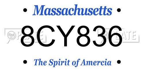 8CY836 Massachusetts License Plate