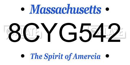 8CYG542 Massachusetts License Plate