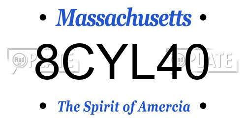 8CYL40 Massachusetts License Plate