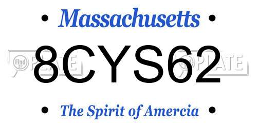 8CYS62 Massachusetts License Plate