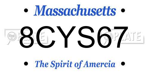8CYS67 Massachusetts License Plate