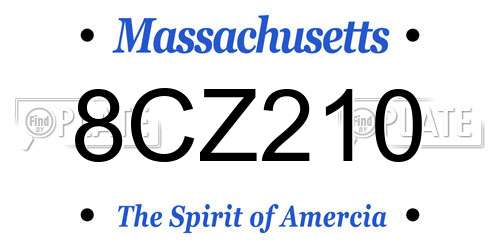 8CZ210 Massachusetts License Plate