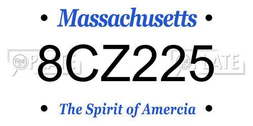 8CZ225 Massachusetts License Plate
