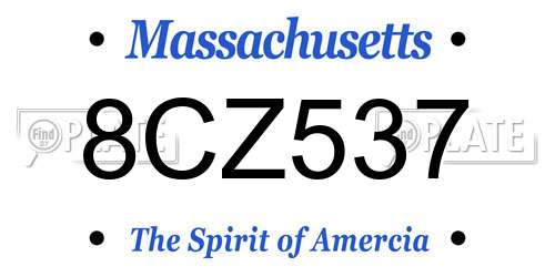 8CZ537 Massachusetts License Plate