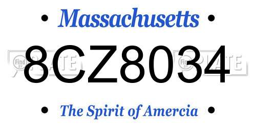 8CZ8034 Massachusetts License Plate