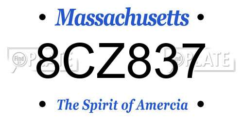 8CZ837 Massachusetts License Plate