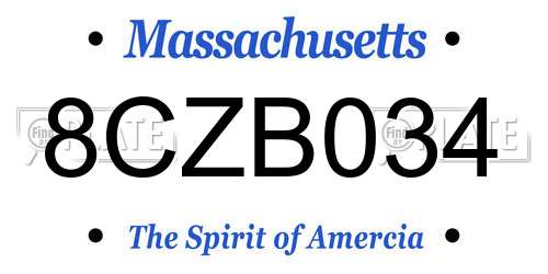 8CZB034 Massachusetts License Plate