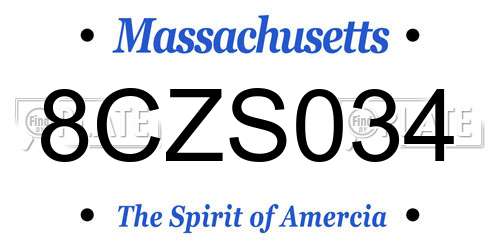 8CZS034 Massachusetts License Plate
