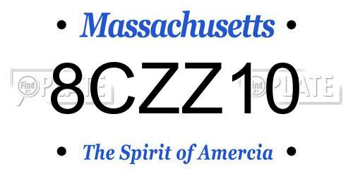 8CZZ10 Massachusetts License Plate