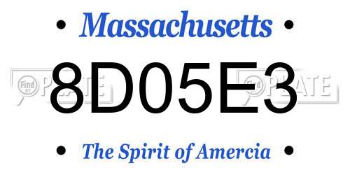 8D05E3 Massachusetts License Plate