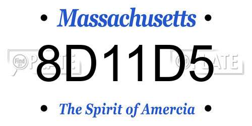 8D11D5 Massachusetts License Plate