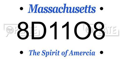 8D11O8 Massachusetts License Plate