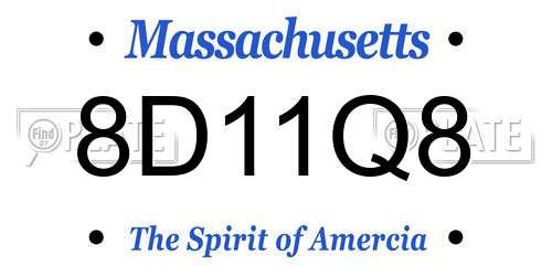 8D11Q8 Massachusetts License Plate