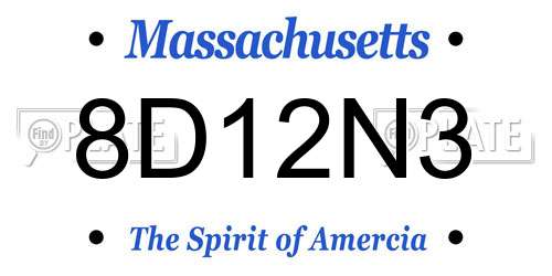 8D12N3 Massachusetts License Plate