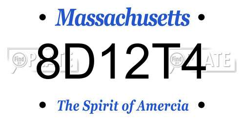 8D12T4 Massachusetts License Plate