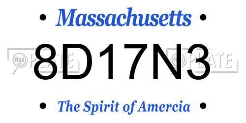 8D17N3 Massachusetts License Plate