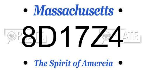 8D17Z4 Massachusetts License Plate