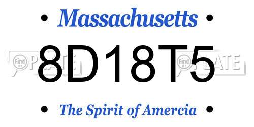 8D18T5 Massachusetts License Plate