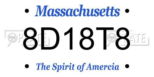 8D18T8 Massachusetts License Plate