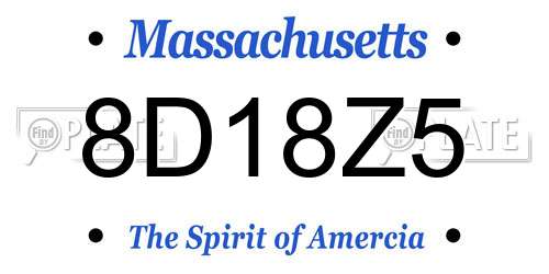 8D18Z5 Massachusetts License Plate