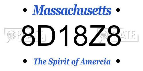 8D18Z8 Massachusetts License Plate