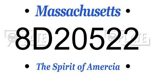 8D20522 Massachusetts License Plate