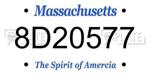 8D20577 Massachusetts License Plate